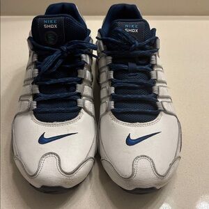 Nike Shox White and Navy Sneakers